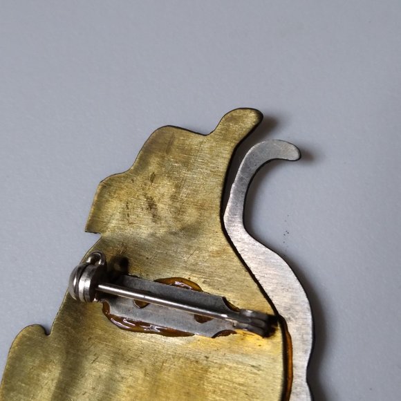 Vintage Thin Metal Dog And Cat Brooch - Picture 9 of 12
